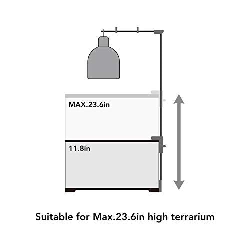 REPTI ZOO Reptile Dual Lamp Stand Lamp Hanger Holder Adjustable Metal Lamp Support for Reptile Glass Terrarium Heating Light - style: LH001D