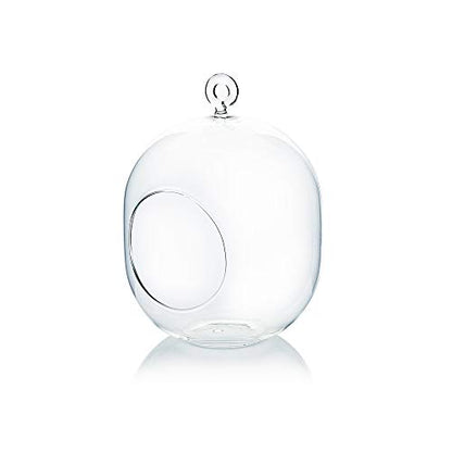 WGV Hanging Glass Plant Terrarium, Width 5", Height 6", Lantern DIY Air Succulent Planter Clear Tea Light Votive Candle Holder, Wedding Event Office Home Outdoor Decor, 1 Piece