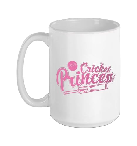 Cricket Princess Ball Sport Hobby Team Ceramic Mug, White, 15oz - color: White, size: 15 Ounces