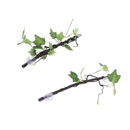 Reptile Corner Branch, 2 Pcs Resin Climb Tree Branch Decor, Amphibian Lizard Snake Climbing Ornament with Suction Cup for Snakes Amphibian Bearded Dragons Lizards Frogs Geckos