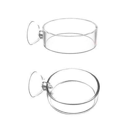 2Pcs Round Transparent Acrylic Fish Tank Feeder Dish with Suction Cups Clear Aquarium Shrimp Feeder Dishes Food Tray Container (60MM)