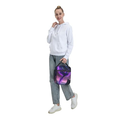 Purple Phoenix Art Adult Insulated Lunch Bag, Portable Thermal Cooler Tote With Pockets, Durable Polyester Lunch Box With Handle For Work, Office, Travel - color: Style 1
