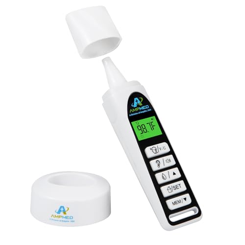 Baby Thermometer, White, 3-in-1 Infrared | Ear, Forehead & Touchless, Fever Thermometer, Base Stand & Clock - color: Silver White