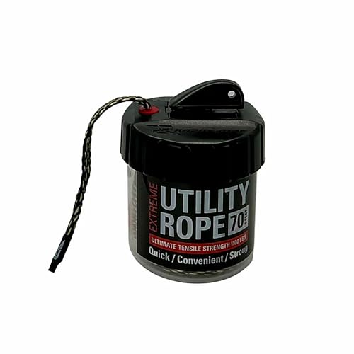 Rapid Rope Canister, 70ft Camo Tactical Paracord, 1100lb Test, USA Made | Heavy Duty Poly Rope Test Cord, Non-Tangle Dispenser Included, For Hiking, Camping, Survival, Utility, Stocking Stuffer, Gift - size: 70ft, style: Camo