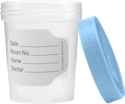 Vakly 4 oz Specimen Cups with Lids, Leak-Proof, 20 Pack | Clear polypropylene, non-sterile, screw-top lids, graduated markings, urine, stool & lab specimen collection