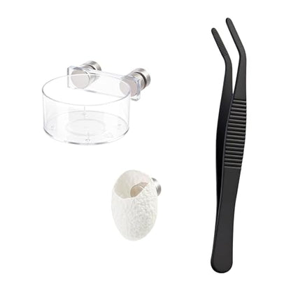 Jumping Spider Water Dish Feeding Set Magnetic Bowl Tongs | Magnetic Water Bowl Feeding Dish Tweezer Silk Cocoon Enclosure Accessories Kit for Jumping Spider Reptile Small Pets