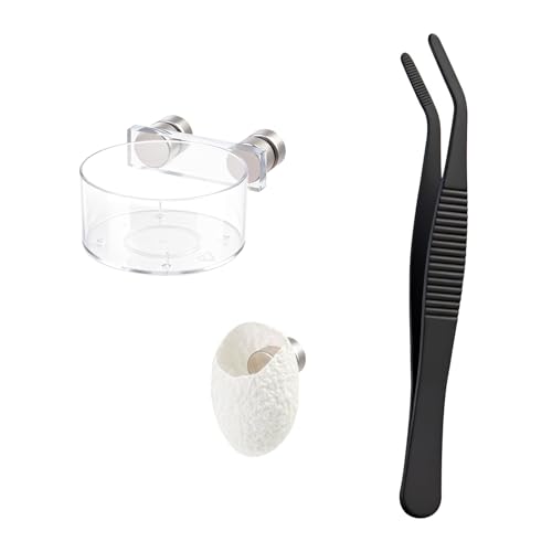 Jumping Spider Water Dish Feeding Set Magnetic Bowl Tongs | Magnetic Water Bowl Feeding Dish Tweezer Silk Cocoon Enclosure Accessories Kit for Jumping Spider Reptile Small Pets