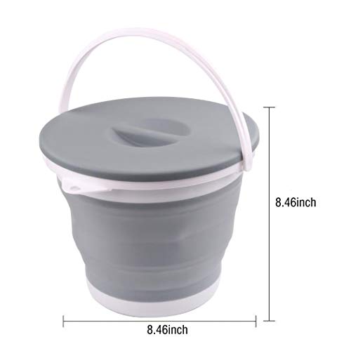 Ahyuan Collapsible Water Bucket with Locking Lid Multifunction Foldable Round Tub Water Pot Portable Water Pail Space Saving Water Container for RV, Camping, Marine, Outdoor Activities and Home (Gray) - color: Gray,green