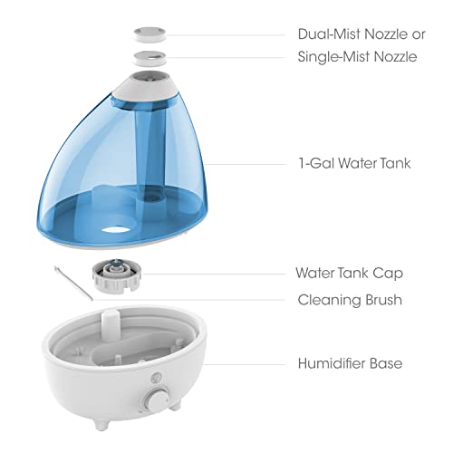 Pure Enrichment MistAire XL Ultrasonic Cool Mist Humidifier - All Day Operation for Large Rooms, 1 Gallon Tank, Variable Mist Control, Automatic Shut-Off, Whisper Quiet, and Optional Night Light - size: MistAire XL (Extra Large)