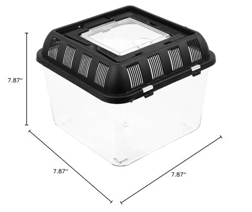 Happyyami Climbing Reptile Breeding Box Turtle Transport Carrier Handle Reptile Travel Carrier Spider Enclosure Animal Tank