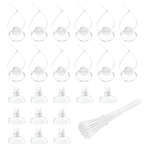 Pawfly Aquarium Suction Cups, Small Suction Cups, Fish Tank Suction Cup Clips with Adjustable Zip Ties Set, 3/16" Fish Hose Holder for Airline Tubing, Decoration & Shrimp Nest, 80 Pack - size: 80 Pack