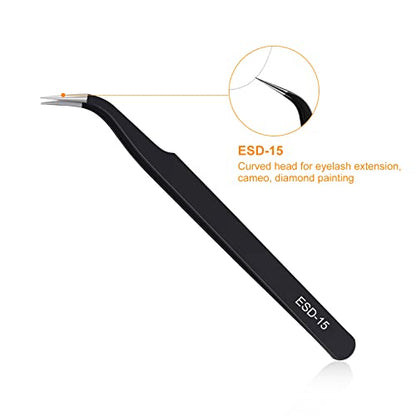 kaverme 3PCS Precision Tweezers Set, Upgraded Anti-Static Stainless Steel | Tweezers for Electronics, Soldering, Laboratory Work, Jewelry-Making, Model, Craft