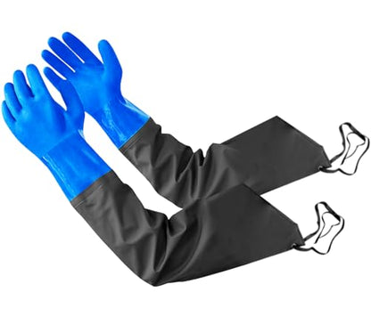 Eiito Drain Cleaning Gloves,Pond Gloves,Long Rubber glove,Waterproof Elbow Length Rubber gloves- 27 Inch Insulated Waterproof
