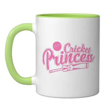 Cricket Princess Ball Sport Hobby Team Ceramic Mug, Light Green/White, 11oz - color: Light Green/White, size: 11 Ounces