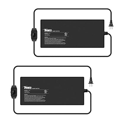 iPower 8X18 Inch 24 Watts Reptile Heating Mat with Adjustable Temperature Controller Under Tank Warmer Terrarium Heat Pad for Reptiles and Amphibians, for 50-60 Gallon Tank, 2 Pack - size: 8 X 18 Inch, style: 2 Pack with Adjustable Knob