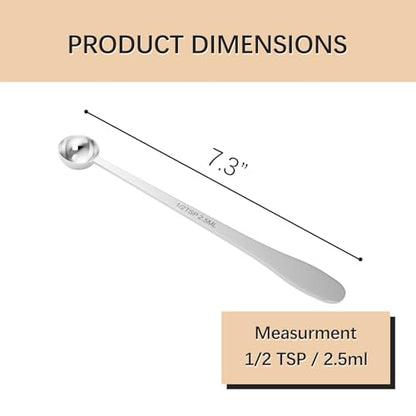 1PCS 1/2Teaspoon(1/2tsp, 2.5ml) Extra-long Handle Measuring Spoon | 18/8(304) Stainless Steel, Food-Grade, High Precision, Durable, ‌Rust-Free, Dishwasher-Safe, Easy-Read Marking - size: 1/2tsp|2.5ml