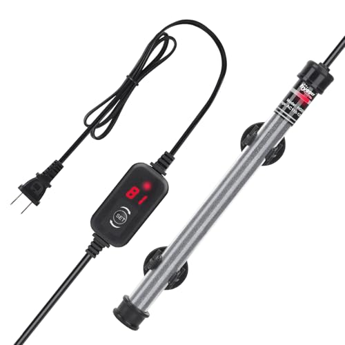 hygger Submersible Aquarium Heater, 100W 150W 200W 300W Adjustable Fish Tahk Heater with Temperature Controller, LED Display, Small Aquarium Betta Heater for up to 20/26/40/48 Gallons - size: 200W