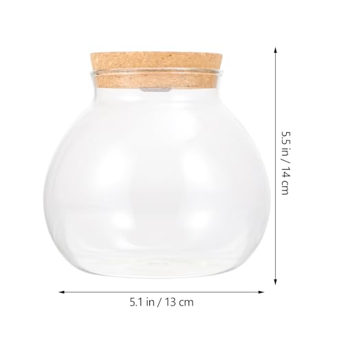 Glass Terrarium Jar with Led Light, Closed Terrarium Jar with Lid for Moss, Succulents and Betta Fish Tank, Large Clear Round Desk Plant Container Ecosystem for Home & Office Decor (no Plants) - size: 14.00X13.00X13.00CM