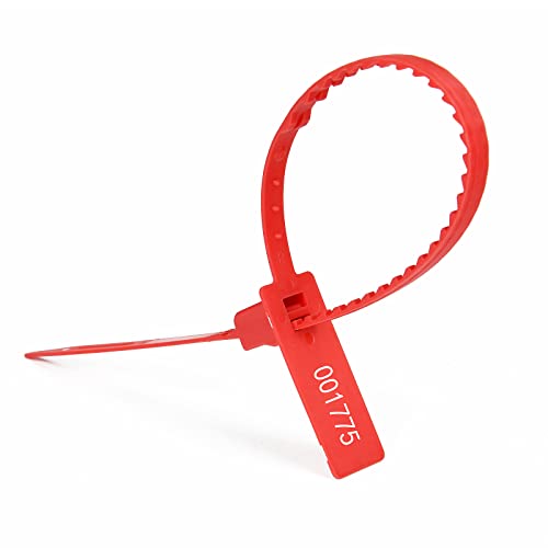 Heavy Duty Plastic Security Tag Self-Locking Tamper-Evident Shipping Numbered Pull Tight Securing Straps 337mm 13.2" (Red 100 PCS) - color: Red, size: 100 PCS