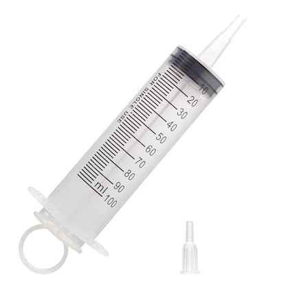 100ml Large Syringes, Individually Sterile Sealed Plastic Syringe for Liquid, Scientific Labs, Measurement, Pet Feeding ,Ink Refilling ,Oil or Glue Applicator(1 Pack) - style: 100ml