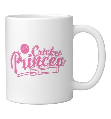 Cricket Princess Ball Sport Hobby Team Ceramic Mug, White, 11oz - color: White, size: 11 Ounces