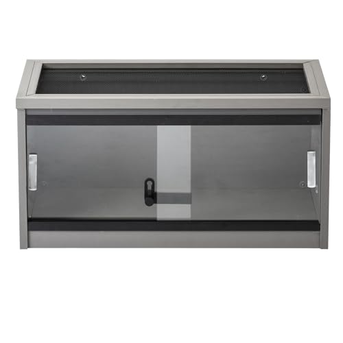 New Age Pet ECOFLEX Small 24" Reptile Habitat Enclosure, Glass Front Terrarium for Snakes, Lizards & Tortoises, in Maple or Grey, Easy to Clean, Front Access Design - color: Grey, size: Small