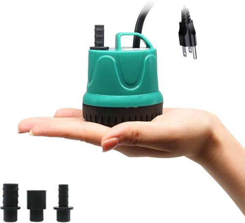 5W Submersible Water Pump, 66GPH Quiet Aquarium Pump | Multifunctional Mini Pump for 5-50 Gal Aquariums, Ponds & Hydroponics. Features Smart Dry-Run Protection