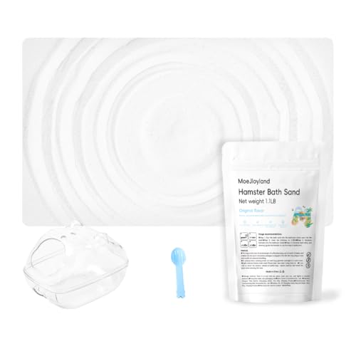 Hamster Sand Bath - Whit Fine Sand Hamster Bedding Reptile Silica Sand Gerbil Hideout for Hamster Chinchillas Gerbil Small Animals Small Pets (White, 1.1 lb + M Hamster Bathtub + Scoop) - color: White, size: 1.1 lb + M Hamster Bathtub + Scoop