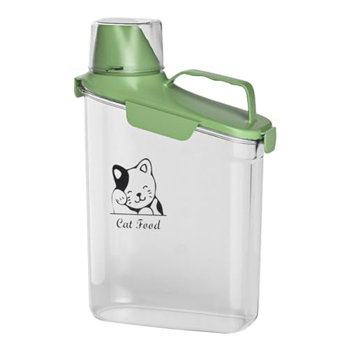 Cat Food Storage Container Airtight |3 Qt/2.8 L Clear Plastic Cat Food Treats Container with Measuring Cup/Pour Spout|Hold up to 3.8 lbs Pet Food|Portable Food box for Travel| BPA Free-green - color: Green(Cat Food)