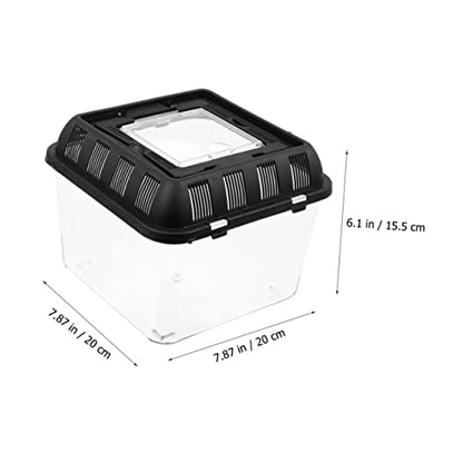 Yardwe Reptile Breeding Box Handle 3L Tortoise Transport Case Climbing PET Feeding Container for Reptiles Escape Design for Gecko and Spider