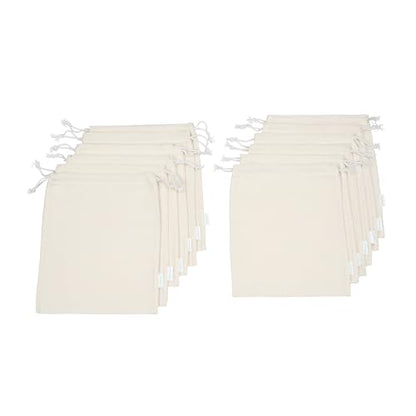 Organic Cotton Produce Bags - Medium 8x10 Inch (12 Bags) - Reusable Muslin Storage Bags with Drawstrings - Biodegradable Canvas Fabric - Perfect for Snacks, Clothes - size: 8 x 10 inches (Pack of 12)