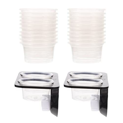Mipcase Suction Cup Reptile Feeder Reptile Ledge with 20 Cups Double Grid Feeding Food Water Bowl Worm Dish Gecko Feeder Bowl Ledge for Lizard Bearded Dragon 1 Set Gecko Food s
