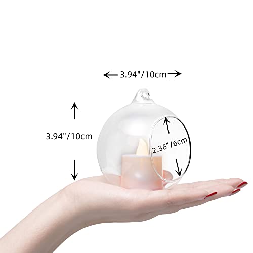 Hanging Glass Candle Holder, Globe Tea Light Holder, Hanging Vase, Flower Plants Terrarium, Glass Orbs Container, Micro Landscape DIY for Home, Office, Wedding (4" 4Pcs) - color: 4" 4pcs
