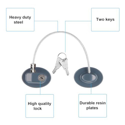 Hotop 4 Pack Cabinet Locks with Keys Refrigerator Fridge Locks Replacement with Steel Wire Self Adhesive Child and Baby Proofing Safety for File Drawers Deep Freezer Doors Latch(Gray) - color: Gray
