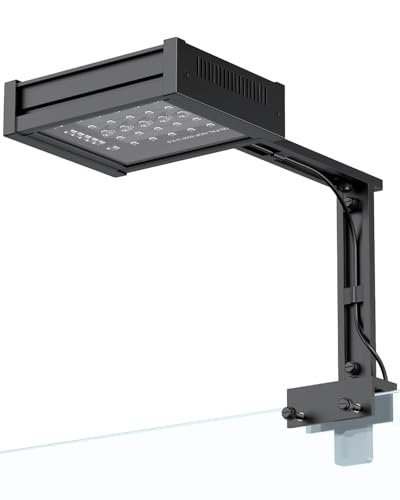 Pawfly 50 W Saltwater Aquarium Light for SPS & LPS Corals, Clip-On Dimmable LED Reef Light with Adjustable Brightness, Day/Night Modes, Timer, Blue RGB Violet UV Lighting for 1-40 Gallon Fish Tank - size: For 1 to 40 Gallon Fish Tank