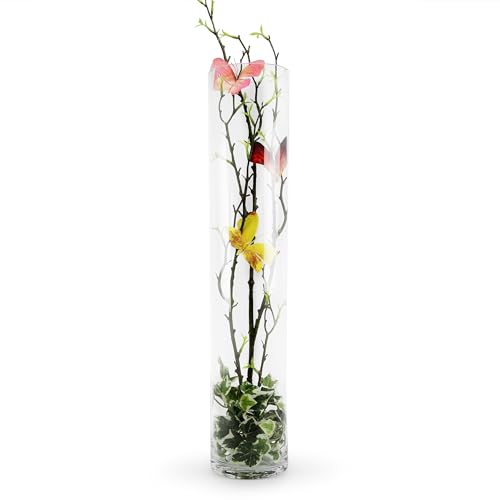 WGVI Quality Thick Weighted Tall Clear Cylinder Glass Vases, 4" W x 20" H, Flower Arrangement Floating Candle Holders Wedding Centerpieces Event Floral Container Tabletop Display Décor, 1 Piece - size: 4"x20"H