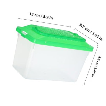 SHINEOFI Portable Turtle Box and Handheld Fish Tank Reptile Carrier for Travel, Plastic Aquarium with Handle, Medium Green Pet Transport Container for Hamsters and Small Reptiles