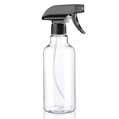 12oz/350ml Plastic Spray Bottles 1 Pack, Adjustable Mist/Stream | Refillable heavy duty spray containers for plants, cooking, hair care and household cleaning - color: 16.9oz-BlackClear