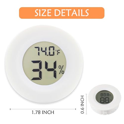 Digital Mini Thermometer Round Hygrometer, 3-Pack, LCD Display, Indoor Temperature Humidity Meter for Greenhouse, Fridge(White)