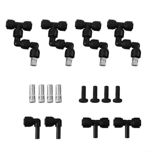 Reptile Misting Nozzles for Mister Systems, 360 Degree Rotation Spray Heads with 1/4 Inch Tubing Connectors, DIY Fogging Kit for Terrarium Greenhouse Garden Humidification