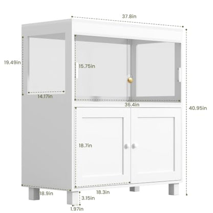Large Reptile Tank 60 Gallon with Cabinet – Bearded Dragon Tank with Sliding Door Handle, Wheels & Metal Mesh Roof for Lizards and Geckos