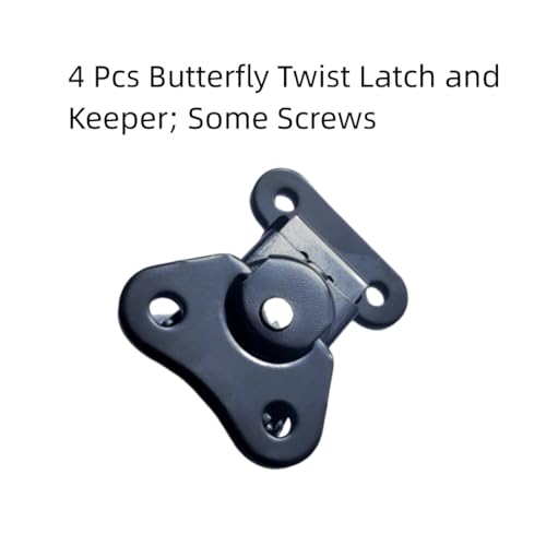 Butterfly Twist Latch and Keeper Metal Hardware Toggle Clamp Hasp Box Chest Closure with Screws for Flight Case,1.97" x 1.5" Black 4 Pcs