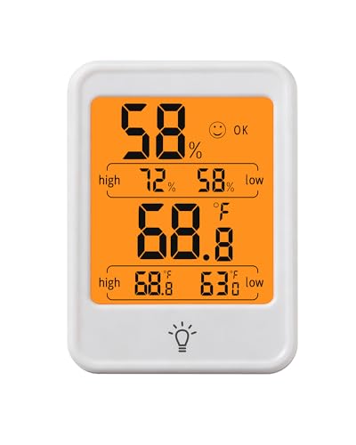 Digital Indoor Hygrometer Thermometer, 2.68-Inch Temperature/Humidity Monitor with Magnetic and Backlit, Indoor Room Thermometer/Humidity Meter for House Home Greenhouse