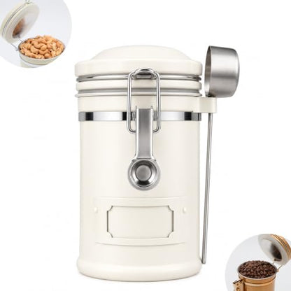 PRINCE G Airtight Coffee Canister, Light-Blocking Stainless Steel Coffee Storage Container with Scoop, 260g Coffee Bean Storage Jar, Beige - color: Beige