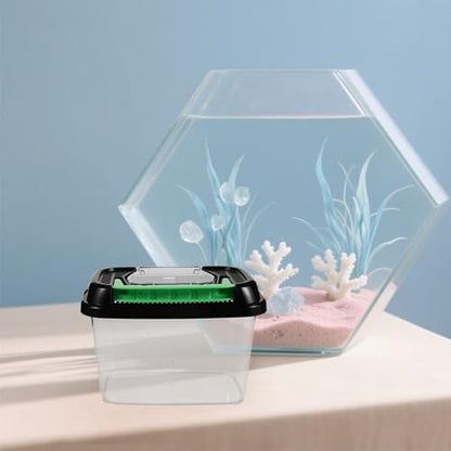 Clear Turtle Tank with Lid - Plastic Reptile Case Portable Animal Breeding Box for Tortoise Frog Spider Lizard Indoor Pet Feeding and Hatching Enclosure