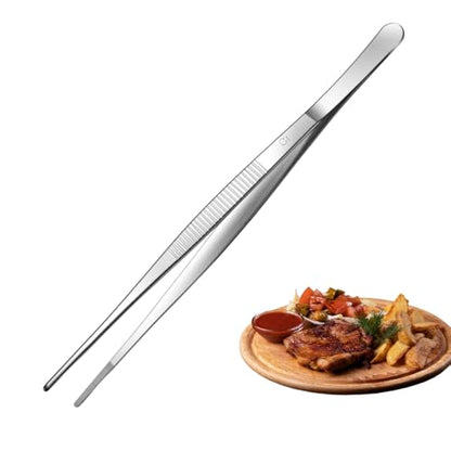 Aniso Long Tweezers, Stainless Steel, 12 Inches | Precision Serrated Tip, Cooking Tweezers Tongs， For Barbecue, Hand-Made，Steaks, Bread, Pizza, Salads - size: 12 inches