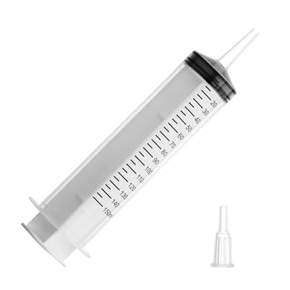 150ml Large Syringes, Individually Sterile Sealed Plastic Syringe for Liquid, Scientific Labs, Measurement, Pet Feeding ,Ink Refilling ,Oil or Glue Applicator(1 Pack) - style: 150ml