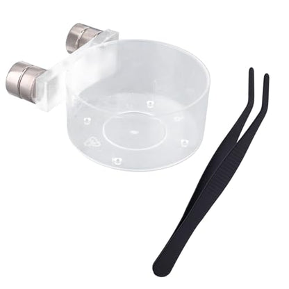 Jumping Spider Feeding Dish Set, Magnetic Water Dispenser Bowl Reptile Feeding Tweezers & 2pcs Jumping Spider Enclosure Decor Accessories for Small Animal Stuff
