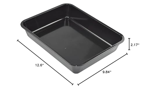 OMEM Reptile Food Bowl Large Water Dish, Wood Plate, Bowl Turtles (M=31.5 * 23.8 * 4.7, Black) - color: black, size: M=31.5*23.8*4.7