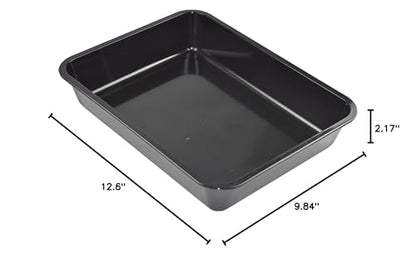OMEM Reptile Food Bowl Large Water Dish, Wood Plate, Bowl Turtles (M=31.5 * 23.8 * 4.7, Black) - color: black, size: M=31.5*23.8*4.7